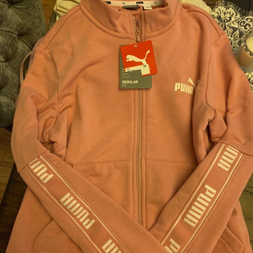 NWT pink puma zip up sweatshirt
